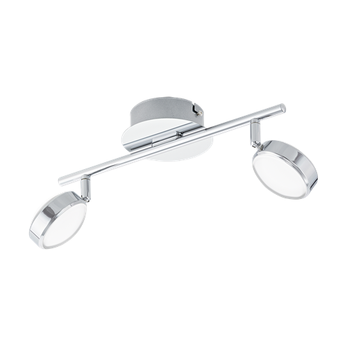 Salto LED spotlampe i Krom metal med skærm i satineret plastik, 2x5,4W LED, længde 36 cm, bredde 12 cm.